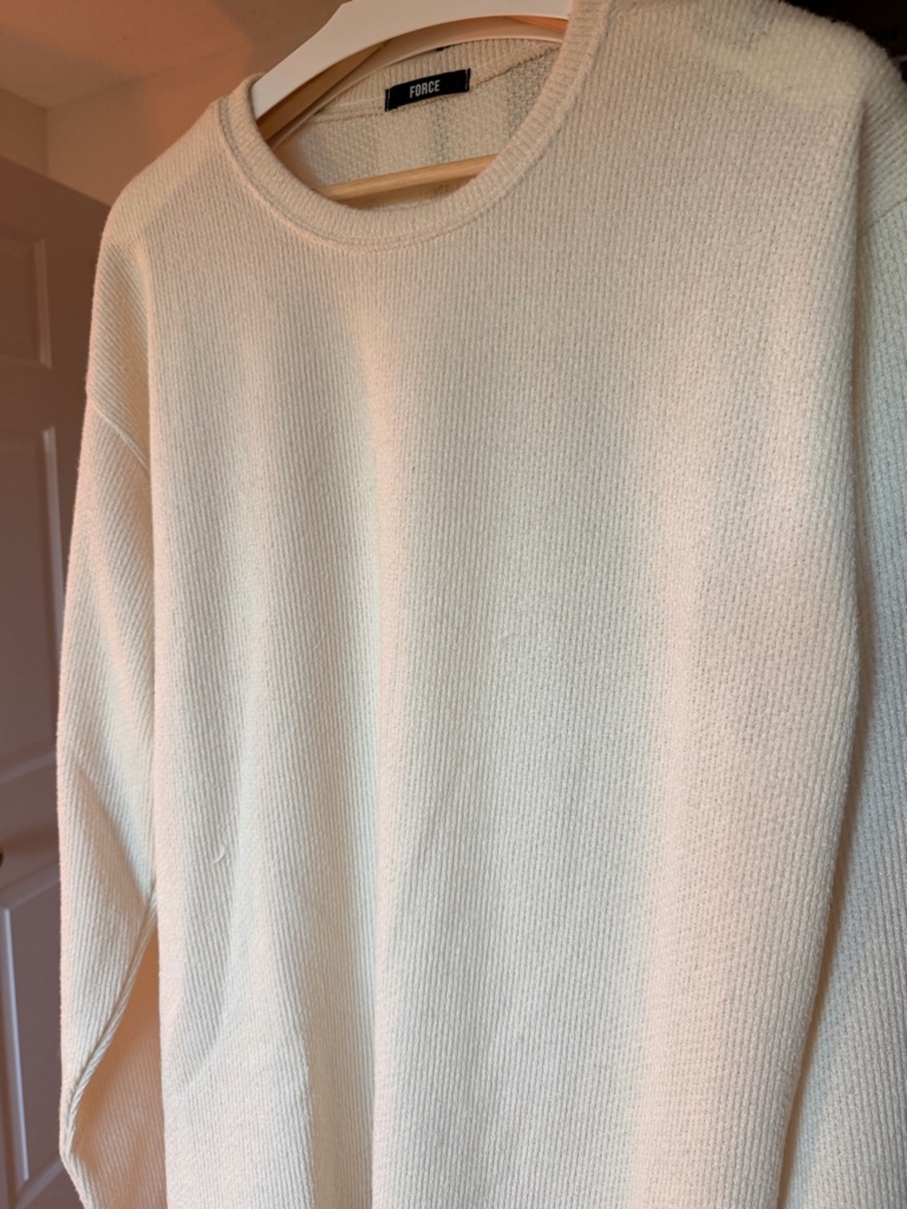 Force Cream Textured Knit Crewneck
